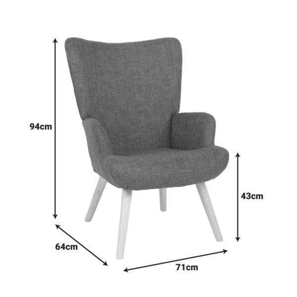 Πολυθρόνα-μπερζέρα Gerlina καφέ ύφασμα με πόδι σε φυσική απόχρωση 71x64x94εκ