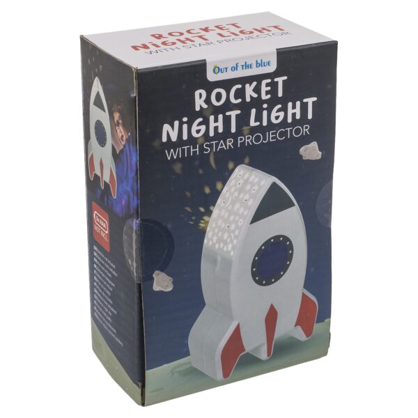 Λάμπα Νυχτός Πύραυλος Με Προτζέκτορα Αστεριών Μπαταρίας Πλαστικό 15cm