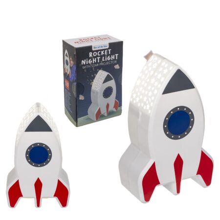 Λάμπα Νυχτός Πύραυλος Με Προτζέκτορα Αστεριών Μπαταρίας Πλαστικό 15cm