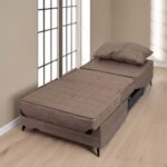 Artekko Thales Καφέ Πολυθρόνα Κρεβάτι με Αποθηκευτικό Χώρο (110x85x90)cm Κρεβάτι (200x85x45)cm