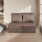 Artekko Thales Καφέ Διθέσιος Καναπές με Αποθηκευτικό Χώρο (110x140x90)cm Κρεβάτι (200x140x45)cm