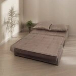 Artekko Thales Καφέ Διθέσιος Καναπές με Αποθηκευτικό Χώρο (110x140x90)cm Κρεβάτι (200x140x45)cm