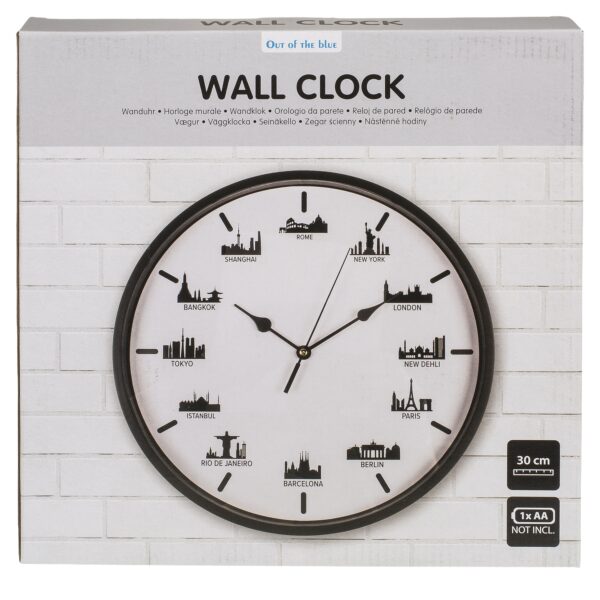 Ρολόι Τοίχου Skylines Λευκό/Μαύρο Πλαστικό Φ30cm