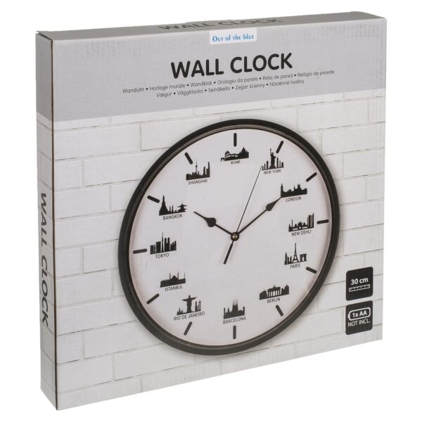 Ρολόι Τοίχου Skylines Λευκό/Μαύρο Πλαστικό Φ30cm