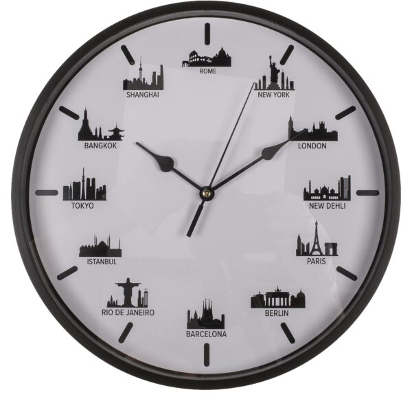 Ρολόι Τοίχου Skylines Λευκό/Μαύρο Πλαστικό Φ30cm
