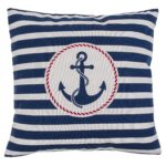 Διακοσμητικό Μαξιλάρι Άγκυρα Με Φερμουάρ Μπλε/Λευκό 64% Polyester/19% Βαμβάκι/17% Βισκόζη 40x40cm 1Τμχ