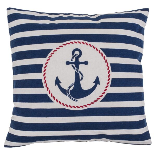 Διακοσμητικό Μαξιλάρι Άγκυρα Με Φερμουάρ Μπλε/Λευκό 64% Polyester/19% Βαμβάκι/17% Βισκόζη 40x40cm 1Τμχ