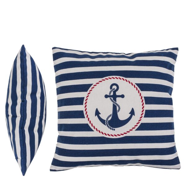 Διακοσμητικό Μαξιλάρι Άγκυρα Με Φερμουάρ Μπλε/Λευκό 64% Polyester/19% Βαμβάκι/17% Βισκόζη 40x40cm 1Τμχ
