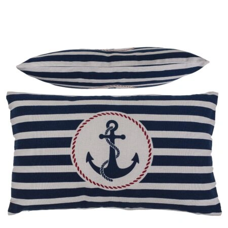 Διακοσμητικό Μαξιλάρι Άγκυρα Με Φερμουάρ Μπλε/Λευκό 64% Polyester/19% Βαμβάκι/17% Βισκόζη 30x50cm 1Τμχ