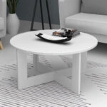 Τραπεζάκι σαλονιού Kati Megapap χρώμα λευκό Ø80x42εκ.