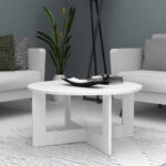 Τραπεζάκι σαλονιού Kati Megapap χρώμα λευκό Ø80x42εκ.