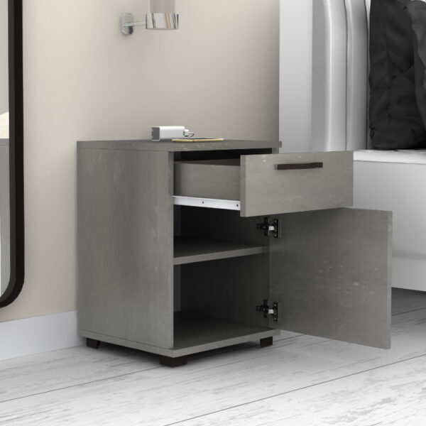 Κομοδίνο - Συρταριέρα γραφείου Veto Megapap χρώμα γκρι σκυροδέματος 40x39x57εκ.