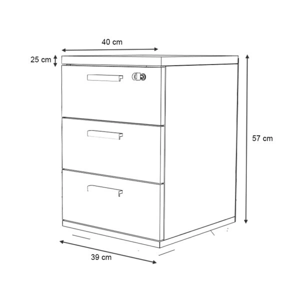 Συρταριέρα γραφείου με κλειδαριά επαγγελματική Venturo Megapap χρώμα ανθρακί - καρυδί 39x40x57εκ.