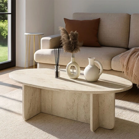 Τραπεζάκι σαλονιού Ravey Megapap χρώμα travertine 120x60x39