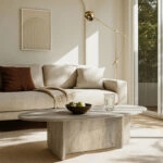 Τραπεζάκι σαλονιού Ravey Megapap χρώμα travertine 120x60x39,6εκ.