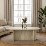 Τραπεζάκι σαλονιού Ravey Megapap χρώμα travertine 120x60x39,6εκ.
