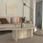 Τραπεζάκι σαλονιού Ravey Megapap χρώμα travertine 120x60x39,6εκ.