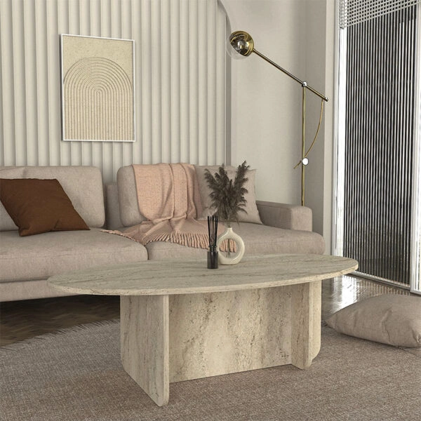 Τραπεζάκι σαλονιού Ravey Megapap χρώμα travertine 120x60x39,6εκ.