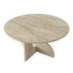 Τραπεζάκι σαλονιού Mara Megapap χρώμα travertine Ø75x36,8εκ.