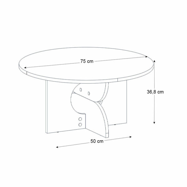 Τραπεζάκι σαλονιού Mara Megapap χρώμα travertine Ø75x36,8εκ.