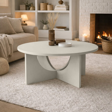 Τραπεζάκι σαλονιού Lemmar Megapap χρώμα sandstone Ø75x36