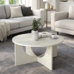 Τραπεζάκι σαλονιού Lemmar Megapap χρώμα sandstone Ø75x36,8εκ.