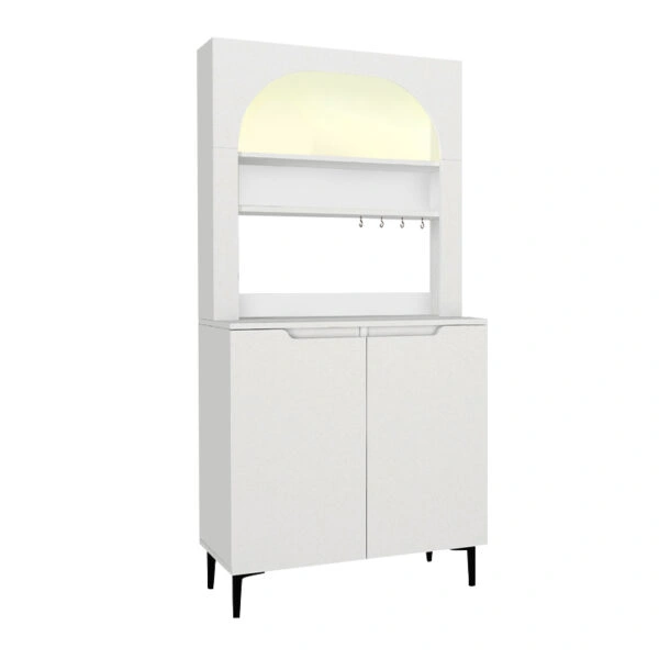 Έπιπλο κουζίνας με LED Melinta 2 Megapap χρώμα λευκό 90x40x181,8εκ.