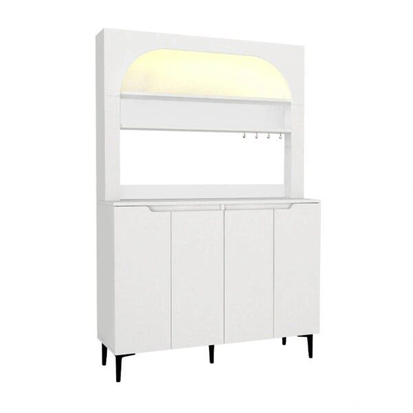 Έπιπλο κουζίνας με LED Melinta 4 Megapap χρώμα λευκό 120x40x181,8εκ.