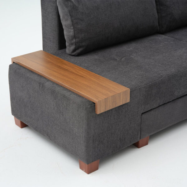 Καναπές - κρεβάτι πολυμορφικός Perenna Megapap τριθέσιος υφασμάτινος χρώμα ανθρακί 233x93x83εκ.