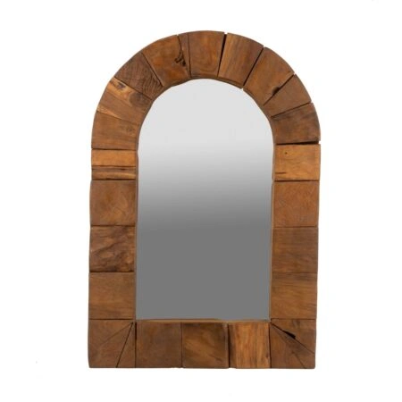 Artekko Woody Καφέ Καθρέπτης Τοίχου από Ξύλο Teak (60x90x6)cm