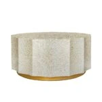 Artekko Ivory Εκρού Τραπέζι Σαλονιού από MDF και Capiz (90x90x40)cm