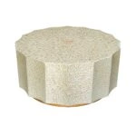 Artekko Ivory Εκρού Τραπέζι Σαλονιού από MDF και Capiz (90x90x40)cm