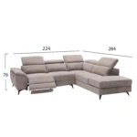 ΚΑΝΑΠΕΣ ΑΡΙΣΤΕΡΗ ΓΩΝΙΑ-ΑΝΑΚΛΙΣΗ & ΑΠΟΘ.ΧΩΡΟΣ-RESTRO HM3339.02L ΜΠΕΖ ΥΦΑΣΜΑ 284x224x76Υεκ