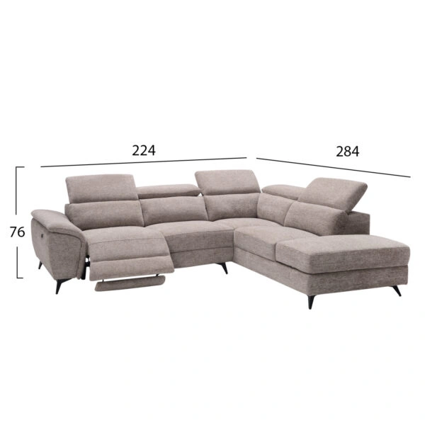 ΚΑΝΑΠΕΣ ΑΡΙΣΤΕΡΗ ΓΩΝΙΑ-ΑΝΑΚΛΙΣΗ & ΑΠΟΘ.ΧΩΡΟΣ-RESTRO HM3339.02L ΜΠΕΖ ΥΦΑΣΜΑ 284x224x76Υεκ