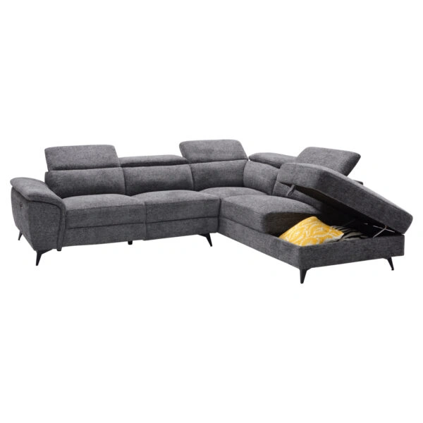 ΚΑΝΑΠΕΣ ΔΕΞΙΑ ΓΩΝΙΑ-ΑΝΑΚΛΙΣΗ & ΑΠΟΘ.ΧΩΡΟΣ-RESTRO HM3339.01R ΓΚΡΙ ΥΦΑΣΜΑ 284x224x76Υεκ