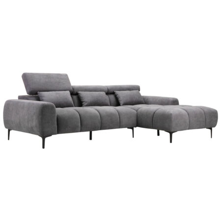 ΚΑΝΑΠΕΣ ΔΕΞΙΑ ΓΩΝΙΑ DIVYA HM3267.12R ΓΚΡΙ ΥΦΑΣΜΑ 264x175x99Υεκ.