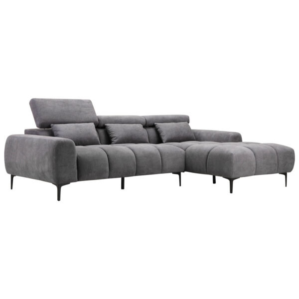 ΚΑΝΑΠΕΣ ΔΕΞΙΑ ΓΩΝΙΑ DIVYA HM3267.12R ΓΚΡΙ ΥΦΑΣΜΑ 264x175x99Υεκ.