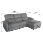 ΚΑΝΑΠΕΣ ΔΕΞΙΑ ΓΩΝΙΑ SYNTHIA HM3308.03R ΑΝΑΚΛΙΣΗ & ΑΠΟΘ.ΧΩΡΟΣ--ΓΚΡΙ 246x159x97Υεκ