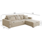 ΚΑΝΑΠΕΣ ΚΡΕΒΑΤΙ ΑΝΑΣΤΡΕΨΙΜH ΓΩΝΙΑ CORNERA HM3335.03 ΜΠΕΖ ΥΦΑΣΜΑ 269x155x89Yεκ