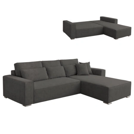 ΚΑΝΑΠΕΣ ΚΡΕΒΑΤΙ ΑΝΑΣΤΡΕΨΙΜH ΓΩΝΙΑ CORNERA HM3335.01 ΓΚΡΙ ΥΦΑΣΜΑ 269x155x89Yεκ