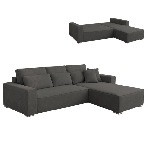 ΚΑΝΑΠΕΣ ΚΡΕΒΑΤΙ ΑΝΑΣΤΡΕΨΙΜH ΓΩΝΙΑ CORNERA HM3335.01 ΓΚΡΙ ΥΦΑΣΜΑ 269x155x89Yεκ