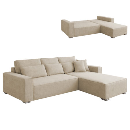 ΚΑΝΑΠΕΣ ΚΡΕΒΑΤΙ ΑΝΑΣΤΡΕΨΙΜH ΓΩΝΙΑ CORNERA HM3335.03 ΜΠΕΖ ΥΦΑΣΜΑ 269x155x89Yεκ