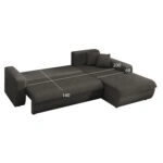 ΚΑΝΑΠΕΣ ΚΡΕΒΑΤΙ ΔΕΞΙΑ ΓΩΝΙΑ KANSO HM3338.01R ΓΚΡΙ ΥΦΑΣΜΑ 244x188x80Υεκ