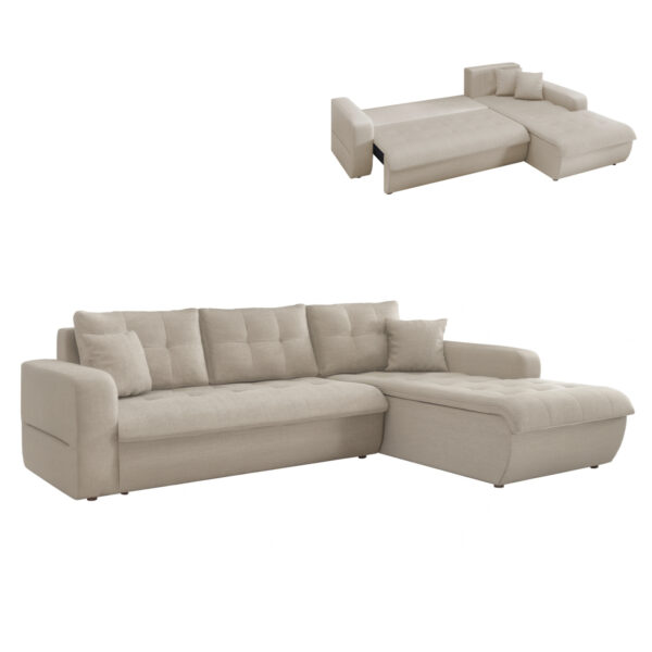 ΚΑΝΑΠΕΣ ΚΡΕΒΑΤΙ ΔΕΞΙΑ ΓΩΝΙΑ KANSO HM3338.03R ΜΠΕΖ ΥΦΑΣΜΑ 244x188x80Υεκ