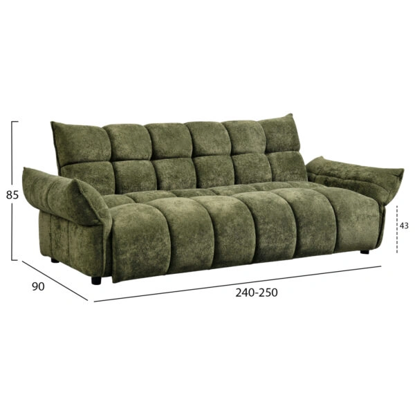 ΚΑΝΑΠΕΣ ΚΡΕΒΑΤΙ MELU HM3314.03 ΠΡΑΣΙΝΟ ΥΦΑΣΜΑ--ΚΑΘΙΣΜΑ POCKET SPRINGS 240-250x90x85Υεκ