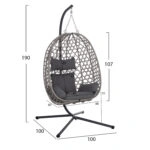 ΚΡΕΜΑΣΤΗ ΦΩΛΙΑ NESTA HM6468.01 ΓΚΡΙ ΜΕΤΑΛΛΟ & P.E.RATTAN 100x100x190Υεκ.