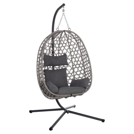ΚΡΕΜΑΣΤΗ ΦΩΛΙΑ NESTA HM6468.01 ΓΚΡΙ ΜΕΤΑΛΛΟ & P.E.RATTAN 100x100x190Υεκ.