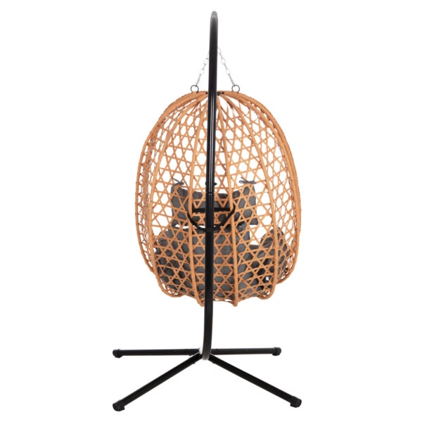 ΚΡΕΜΑΣΤΗ ΦΩΛΙΑ NESTA HM6468.05 ΜΑΥΡΟ ΜΕΤΑΛΛΟ--ΚΑΦΕ P.E.RATTAN 100x100x190Υεκ.