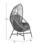 ΠΟΛΥΘΡΟΝΑ-ΦΩΛΙΑ RULER HM6506.01 ΓΚΡΙ ΜΕΤΑΛΛΟ-P.E.RATTAN-ΜΑΞΙΛΑΡΙΑ 90x85x149Υεκ