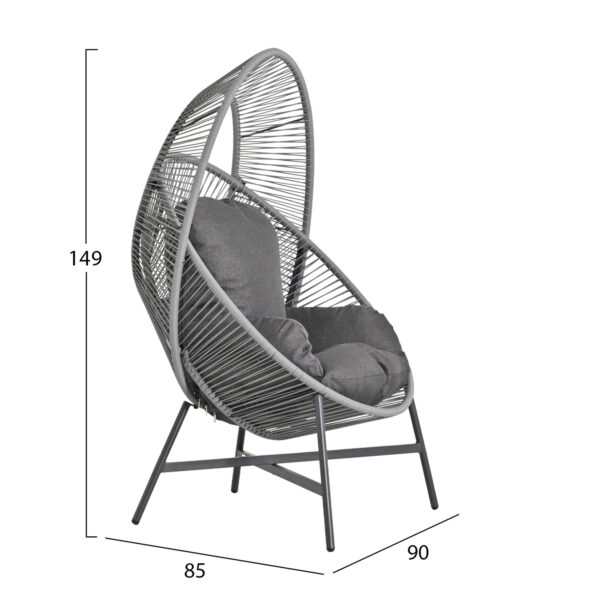 ΠΟΛΥΘΡΟΝΑ-ΦΩΛΙΑ RULER HM6506.01 ΓΚΡΙ ΜΕΤΑΛΛΟ-P.E.RATTAN-ΜΑΞΙΛΑΡΙΑ 90x85x149Υεκ
